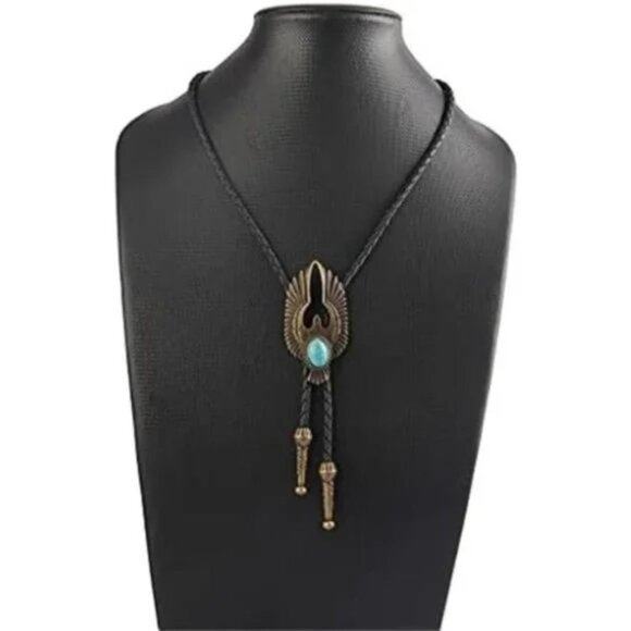 NECKLACE Leather Western Cowboy for Men’s Bolo Tie - Picture 5 of 8